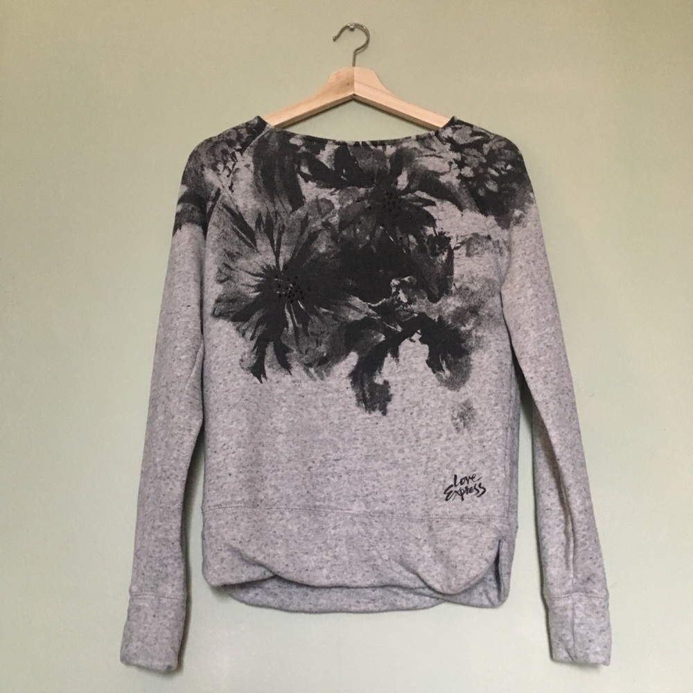 Black and Grey Sweatshirt with Flowers